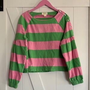 Maeve by Anthropologie Pink and Green Striped Blouse.